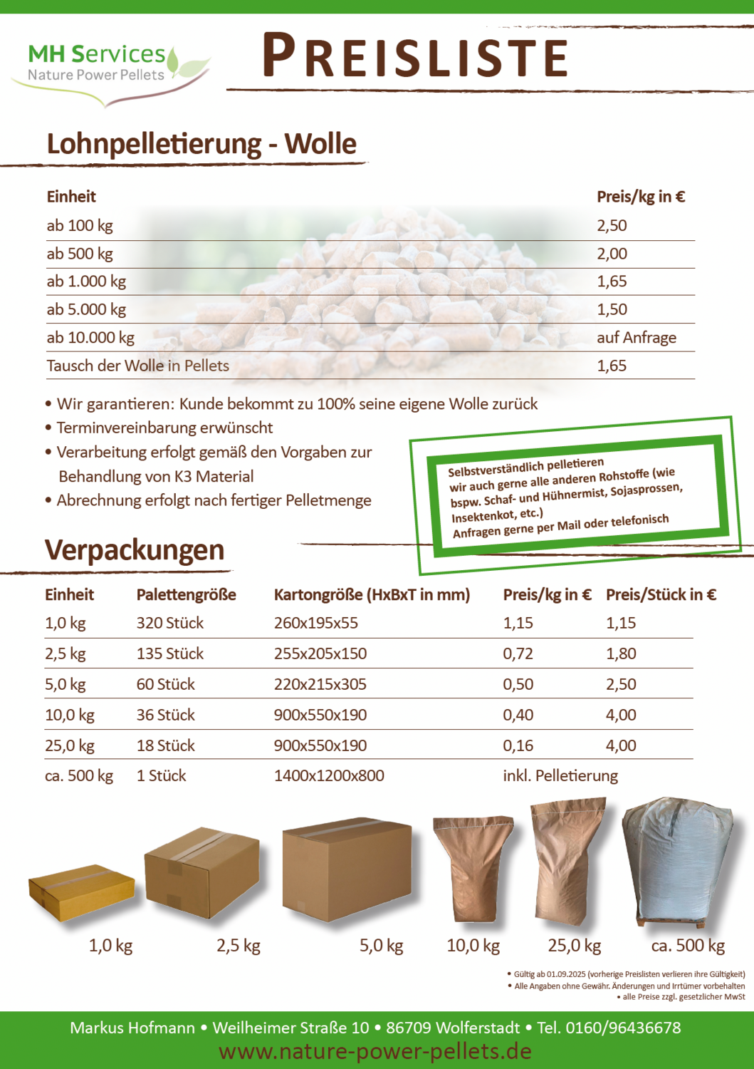 Preisliste L+V 01.09.2025